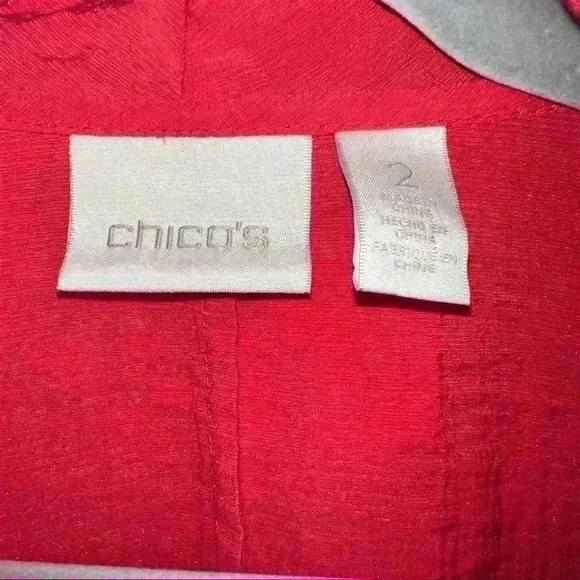 Chicos Coral/Red Open Front Lightweight Top Size 2 (Medium) - Picture 2 of 4